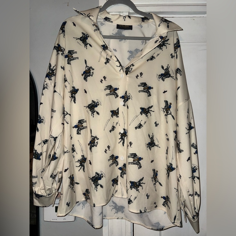 Cowboy/horse blouse button up